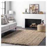 nuLOOM Hand Woven Chunky Natural Jute Farmhouse Area Rug, 3 ft x 5 ft