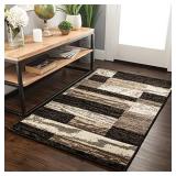 SUPERIOR Rockwood Modern Geometric Patchwork Polypropylene Indoor Area Rug or Runner with Jute Backing, 2