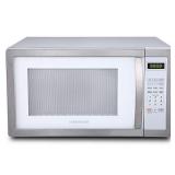 Farberware FMO11AHTPLB 1.1 Cu. Ft. 1000-Watt Microwave Oven with LED Lighting Cubic Feet, White/Platinum