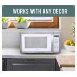 Farberware FMO11AHTPLB 1.1 Cu. Ft. 1000-Watt Microwave Oven with LED Lighting Cubic Feet, White/Platinum