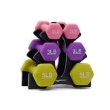 Amazon Basics Neoprene Coated Dumbbell Hand Weight Set, 20-Pound Set with Stand, Multicolor