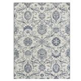 Maples Rugs Blooming Damask Area Rugs Carpet for Living Room & Bedroom [Made in USA], 5 x 7, Grey/Blue