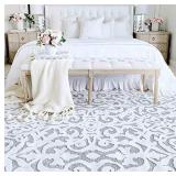 My Texas House by Orian Indoor/Outdoor Lady Bird Area Rug, 62"x90", Natural/Grey