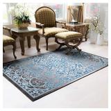 Maples Rugs Pelham Vintage Area Rugs for Living Room & Bedroom [Made in USA], 5 x 7, Blue/Walnut