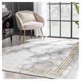 Well Woven Fairmont Huntington Retro Marble Border Ivory Glam 5