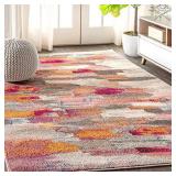 JONATHAN Y Contemporary POP Modern Abstract Brushstroke Cream/Pink Multi 5 ft. x 8 ft. Area Rug, Bohemian, Easy Cleaning, For Bedroom, Kitchen, Living Room, Non Shedding