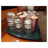 Assorted Glassware and Copper Mugs