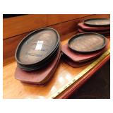Cast Iron Skillets w/Wood Serving Tray