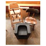 2 High Chairs, 3 Booster Seats and Chair