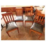 Set of 4 Wood Chairs w/Vinyl Seat