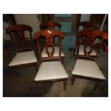 Set of 5 Dining Height Wood Chairs w/Vinyl Seats