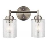 Vanity Light Fixtures, 2-Lights Bathroom Light with Clear Glass Shade Brushed Nickel for Bathroom Lighting, Kitchen, Living Room, Attic