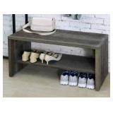 MyGift 36 Inch Vintage Gray Wood Entryway Bench Seat with Shoe Storage Shelf