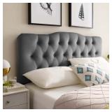 Annabel Twin Diamond Tufted Performance Velvet Headboard in Gray