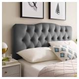 Annabel Twin Diamond Tufted Performance Velvet Headboard in Gray