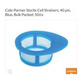 Cole Parmer cell strainers. 40 Âµm Blue, Sterile 50/cs