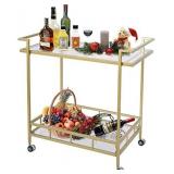 Gold Rolling Wine Bar Cart