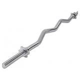 Curling Barbell Weight Bar 47" Standard Ez Curl Bar Solid Iron Weighted Workout Barbell Weight Lifting Bar for Home Strength Training Fitness Exercise Equipment (weights are not included)