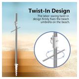 Fokebel 7.5FT Beach Umbrella with Sand Anchor, Push Button Tilt & Carry Bag Outdoor Portable Sunshade Umbrella for Beach Patio Gardenï¼Blue Green Stripe