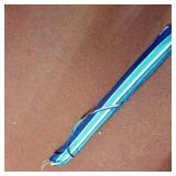 Fokebel 7.5FT Beach Umbrella with Sand Anchor, Push Button Tilt & Carry Bag Outdoor Portable Sunshade Umbrella for Beach Patio Gardenï¼Blue Green Stripe