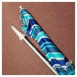 Fokebel 7.5FT Beach Umbrella with Sand Anchor, Push Button Tilt & Carry Bag Outdoor Portable Sunshade Umbrella for Beach Patio Gardenï¼Blue Green Stripe