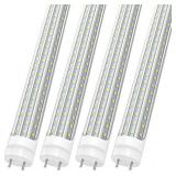 T8 LED Tube Light Bulbs 4FT, 36W 4680Lm 6000K Cool White Light, T8 T10 T12 Fluorescent Replacement Bulbs 4 Foot, High Output D-Shaped, Bi-Pin G13 Base, Dual-End Powered, Ballast Bypass (4-Pack)