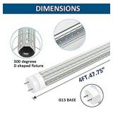 T8 LED Tube Light Bulbs 4FT, 36W 4680Lm 6000K Cool White Light, T8 T10 T12 Fluorescent Replacement Bulbs 4 Foot, High Output D-Shaped, Bi-Pin G13 Base, Dual-End Powered, Ballast Bypass (4-Pack)