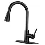 Black Kitchen Faucet with Pull Down Sprayer