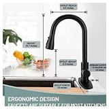 Black Kitchen Faucet with Pull Down Sprayer