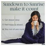 100% Cotton Weighted Blanket for Kids, Soft & Calming, Airy Hand Knit & Filler Free, 8 lb Handmade Chunky Knit Weighted Blanket, Machine Washable ( Blue)