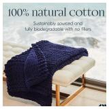 100% Cotton Weighted Blanket for Kids, Soft & Calming, Airy Hand Knit & Filler Free, 8 lb Handmade Chunky Knit Weighted Blanket, Machine Washable ( Blue)