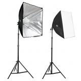 LS Photography [Set of 2] Large 24" Soft Box Lighting Kit with 86" Adjustable Light Stand, 85W Compact Fluorescent Photo Bulb, Bulb Socket, and Carry Bag LGG750
