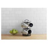 Gourmet Basics by Mikasa 5158729 Metal Rotating 8-Cup Mug Tree, Antique Black