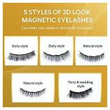 Upgraded 3D Magnetic Eyelashes Kit, Reusable Magnetic Eyelashes with Eyeliner,Magnetic Eyeliner and Magnetic Eyelash-No Glue Needed (5-Pairs)
