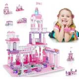 Girls Building Block Toys 232 PCS Castle Building Block Play Set for Girls Princess Pink Palace Bricks Kids Educational Construction Building Gift for Girls 6-12