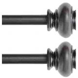 Turquoize 2 Pack 3/4-Inch Single Window Curtain Rod for Windows 48 to 84 with Decrative Urn Finail Window Treatment Drapery Rods Set Length Adjustable Petwer Curtain Rod, Pewter