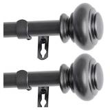 Turquoize 2 Pack 3/4-Inch Single Window Curtain Rod for Windows 48 to 84 with Decrative Urn Finail Window Treatment Drapery Rods Set Length Adjustable Petwer Curtain Rod, Pewter