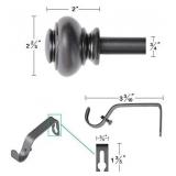 Turquoize 2 Pack 3/4-Inch Single Window Curtain Rod for Windows 48 to 84 with Decrative Urn Finail Window Treatment Drapery Rods Set Length Adjustable Petwer Curtain Rod, Pewter