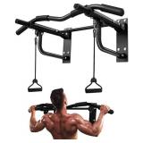 JZBRAIN Wall Mounted Pull Up Bar, Strength Training Pull-UP Bars, Heavy Duty Wall Mount Chin Up Bar with Exercise Bands, 8 Hole Design for Home Gym Indoor Outdoor 550 LB