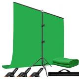 Heysliy Green Screen Backdrop with Stand Kit, 6.5 X 6.5 Ft Portable Green Screen Stand with 5 X 6.5 Ft Greenscreen for Streaming,Video Gaming,Zoom