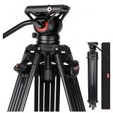 Video Tripod, COMAN KX3636 74 inch Complete Tripod Units, Professional Heavy Duty Aluminum Tripod with 360 Degree Fluid Head and Mid-Level Spreader 13.2LB Load for DSLR, Camcorder, Cameras and More