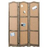 MyGift 3-Panel Cork Board Room Divider with Brown Wood Frame
