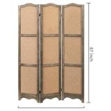 MyGift 3-Panel Cork Board Room Divider with Brown Wood Frame