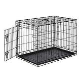 Amazon Basics Single Door Folding Metal Dog Crate Kennel with Liner Tray, 36 x 23 x 25 Inches (B00QAVO29I)