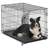 Amazon Basics Single Door Folding Metal Dog Crate Kennel with Liner Tray, 36 x 23 x 25 Inches (B00QAVO29I)