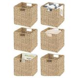 Mdesign Woven Seagrass Home Storage Basket For Cube Furniture, 6 Pack - Natural