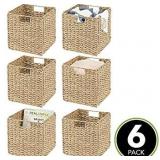 Mdesign Woven Seagrass Home Storage Basket For Cube Furniture, 6 Pack - Natural