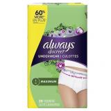 Always Discreet Incontinence Underwear for Women, Maximum, Large, 28 ct