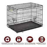 Amazon Basics Double Door Folding Metal Dog Crate Kennel with Liner Tray, 30 x 19 x 21 Inches (B018YCU79O)