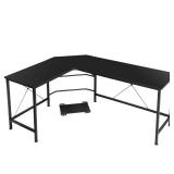 Home Office Simple Style Multi-function Corner Table L Shaped Desk - PC Laptop Study Table Workstation Black Desktop, Item may differ from pictures
